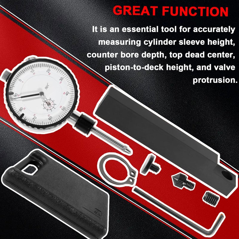 mooncar 6434 Cylinder Bore Gauge Sleeve Height/Counter Bore Gauge Suitable for All Diesel Engines,Gauge Range 0-1.00" Graduation 0.001" Reading 0-100 - Image 5